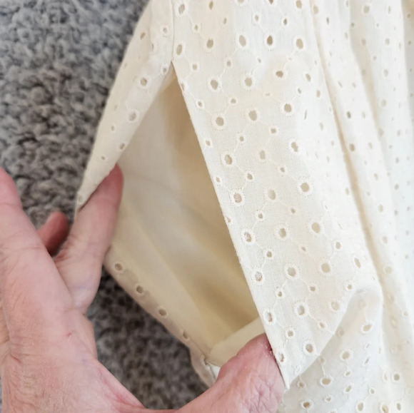 Rebecca Taylor Beige/Cream Lyra Embroidered cutout Midi dress Sz  10 Eyelets - Picture 10 of 16